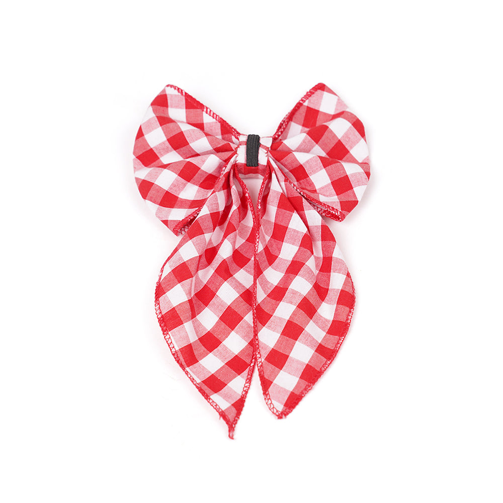 ZL Gingham Glam Ribbon Dog Bow Tie