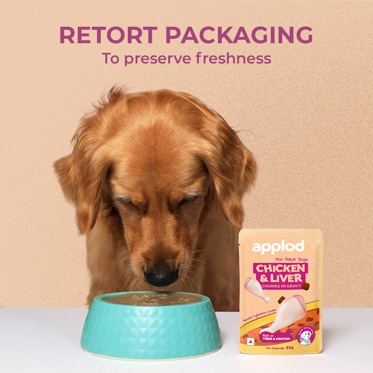 Applod Chicken Chunks & Liver in Gravy Wet Dog Food - 85g