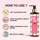 Tell Tails Short Coat Dog Shampoo usage guide from zigly with step-by-step illustrations.