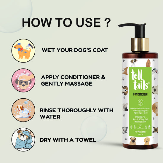 Tell Tails Natural Dog Conditioner instructions for use available at zigly