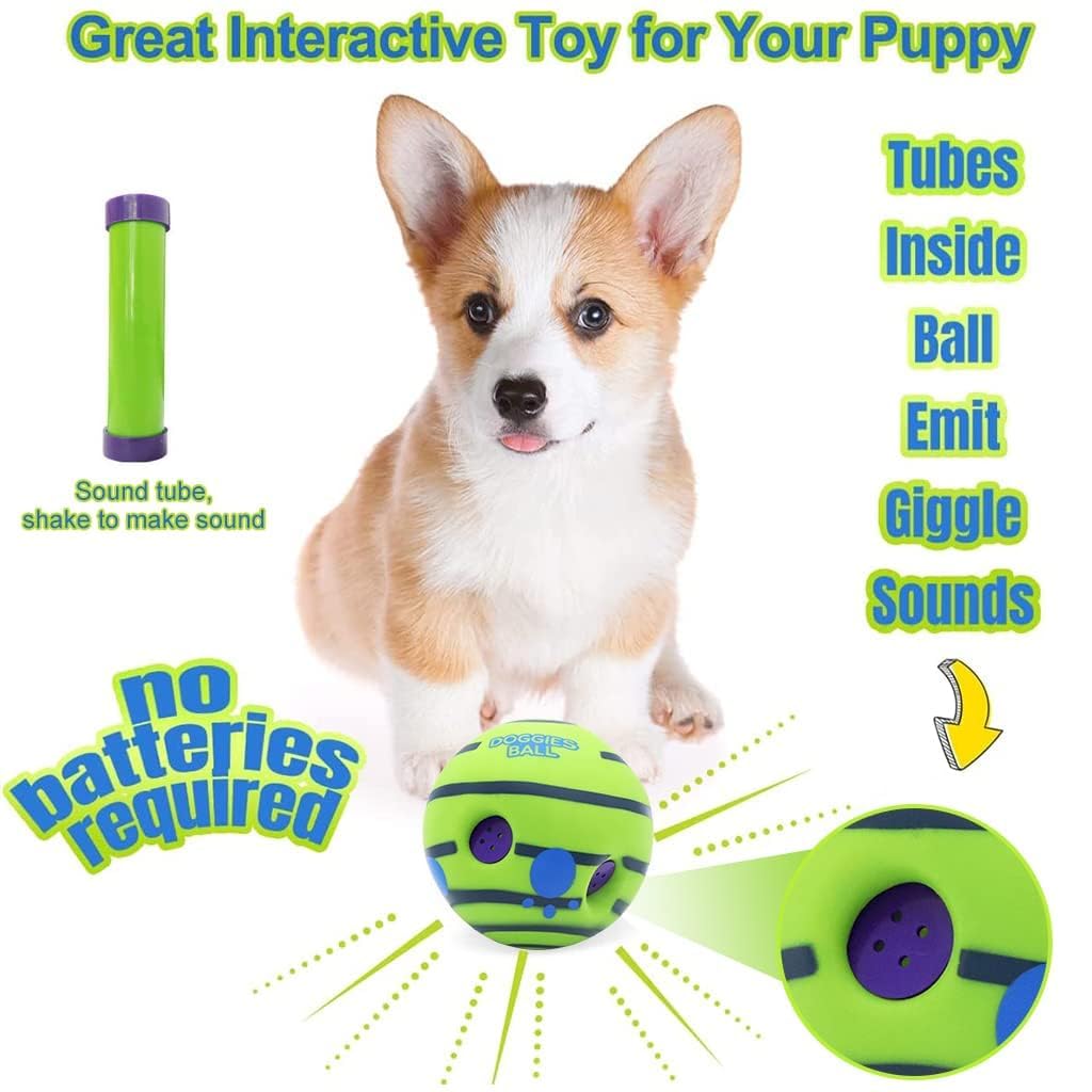 Zigly interactive puppy toy ball with sound tubes, no batteries needed, cute corgi puppy
