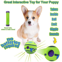 Zigly interactive puppy toy ball with sound tubes, no batteries needed, cute corgi puppy