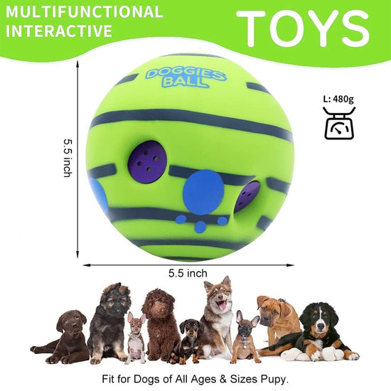 Zigly green and blue dog toy ball, 5.5 inch, for dogs of all ages and sizes