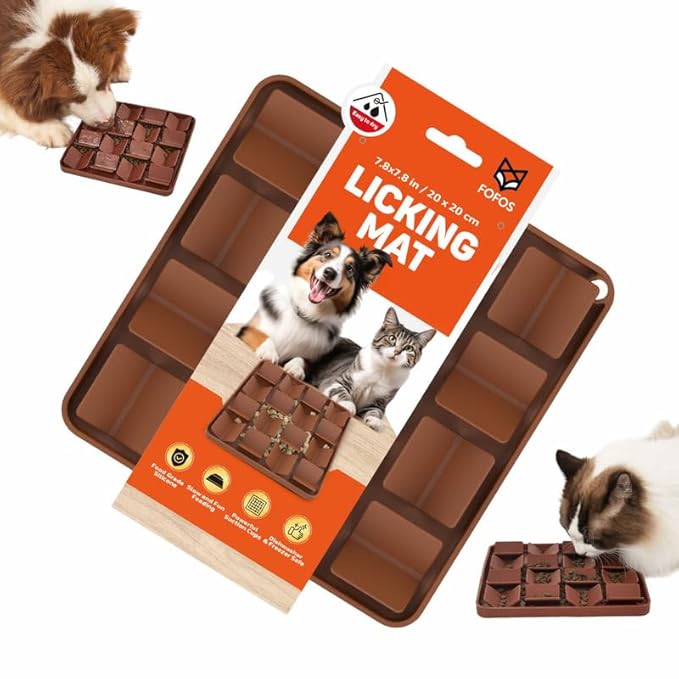 FOFOS Licking Mat for Dogs & Cats - Dark Brown