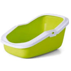 Savic Aseo lime green cat litter tray with white rim from zigly