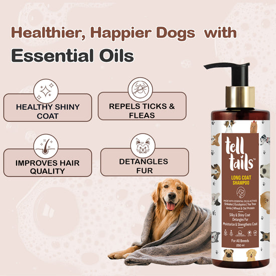 Tell Tails Long Coat Shampoo for dogs by zigly for shiny coat and flea protection