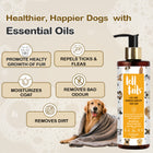 Tell Tails 5-in-1 Natural Dog Shampoo bottle with benefits and a dog, available on Zigly.