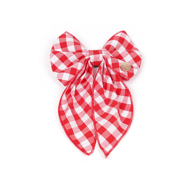 ZL Gingham Glam Ribbon Dog Bow Tie