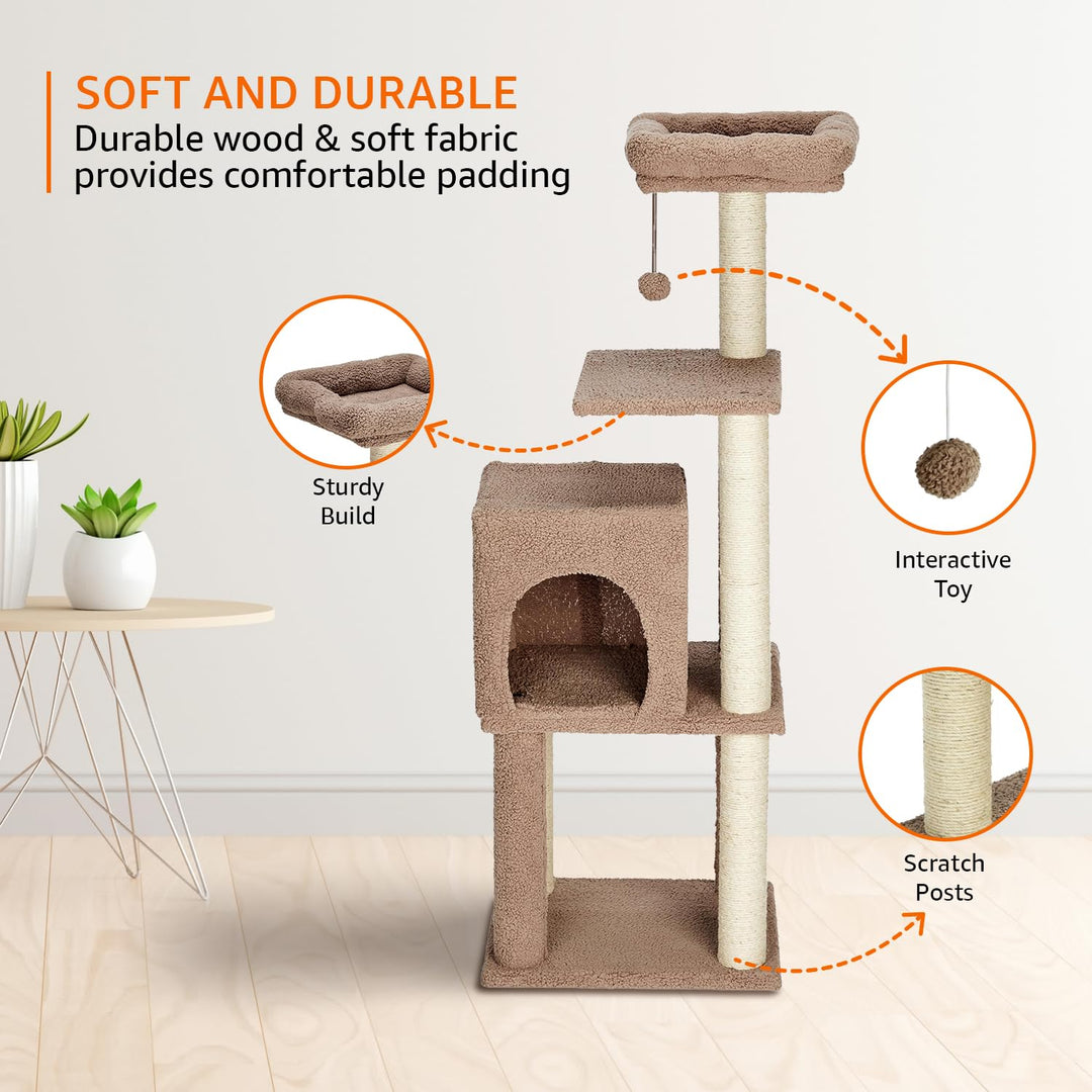 ZL Snickers Cat Tree Three Floor with Hanging Ball - Large