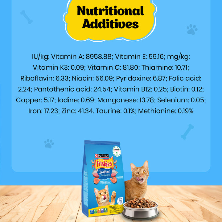 PURINA FRISKIES Seafood Sensations Tuna Salmon Whitefish Crab & Shrimp Flavours Dry Adult Cat Food - 1kg