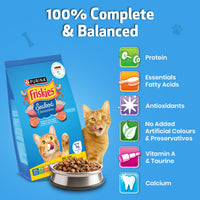 PURINA FRISKIES Seafood Sensations Tuna Salmon Whitefish Crab & Shrimp Flavours Dry Adult Cat Food - 1kg