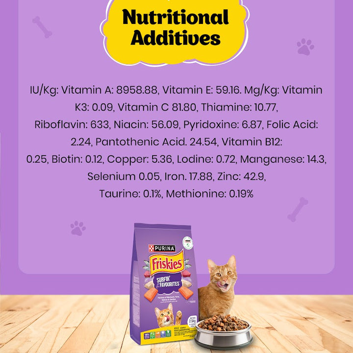 PURINA FRISKIES Surfin' Favourites Mackerel Tuna Salmon & Sardine Flavours Dry Adult Cat Food - 1kg