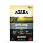 Acana small breed adult dry dog food 6kg bag, zigly, with dog silhouette and nutrition info