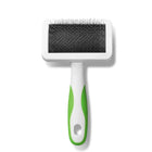 Zigly lime green slicker brush for dog and cat grooming with ergonomic handle