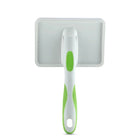 Zigly lime green slicker brush for pet grooming, white handle for dogs and cats