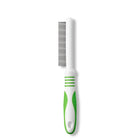 Zigly lime green and white flea comb for dogs and cats with ergonomic handle