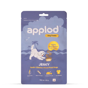 Zigly Applod Jerky tender chicken mixed fruit rings dog treats low fat high protein