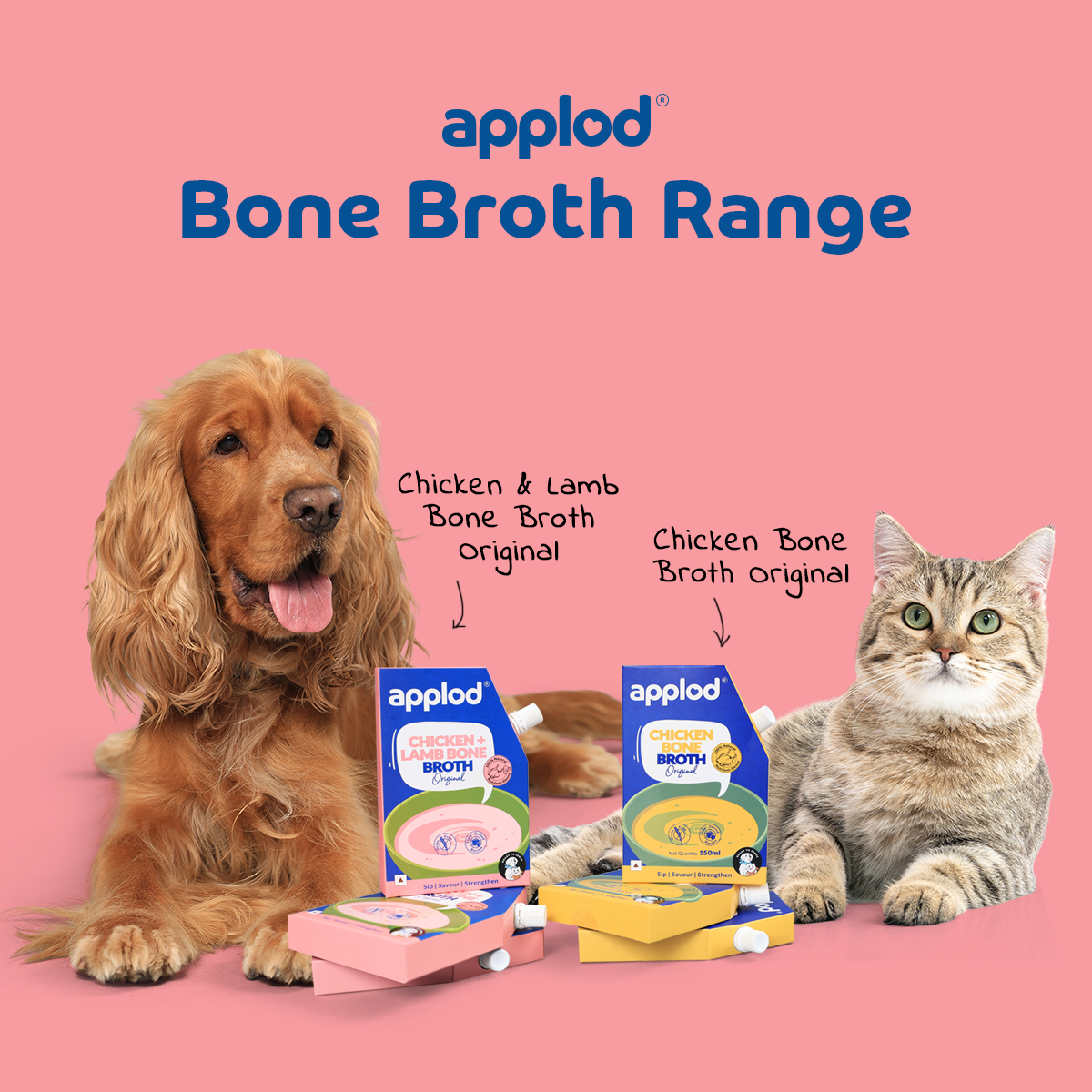 Applod Chicken & Lamb Bone Broth Original for Dogs & Cats - 150ml