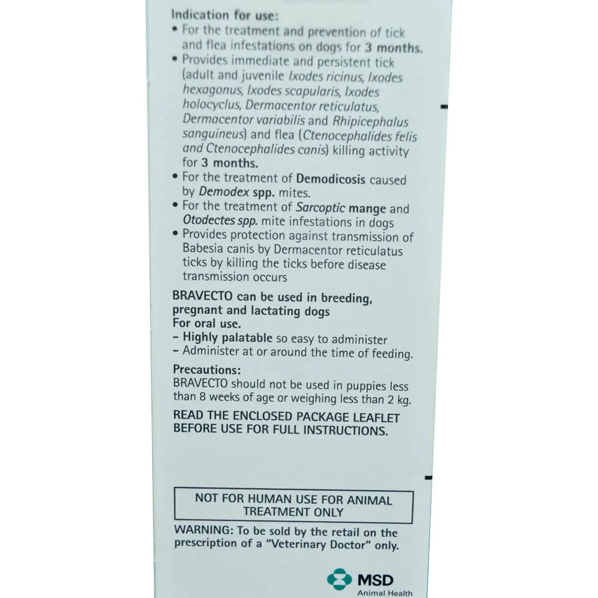 Bravecto Chew Tablet 20kg-40kg For Tick And Flea Control For Dogs - 1000mg