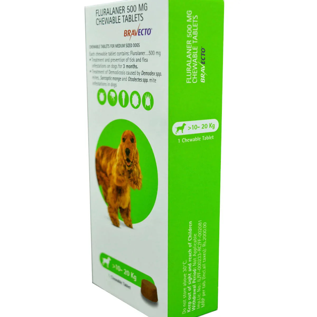 Bravecto Chewable 500Mg Tablets for Dogs – 10 - 20kg