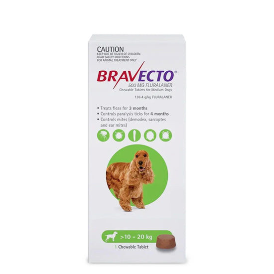 Bravecto Chewable 500Mg Tablets for Dogs – 10 - 20kg