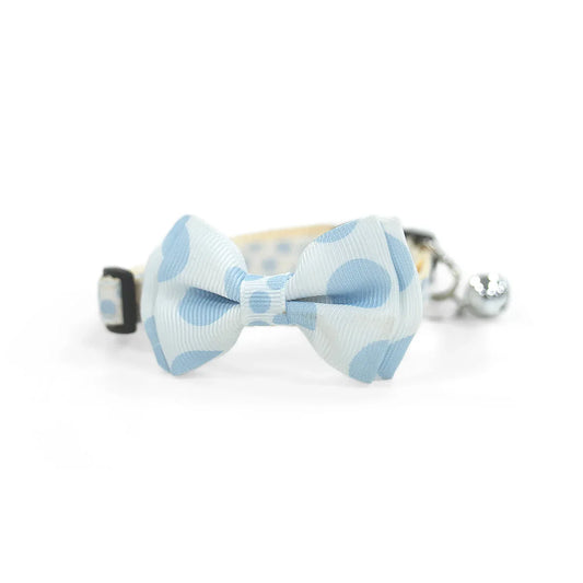 ZL Blueberry Dot Bell & Bow Cat Collar