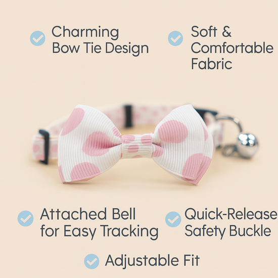 ZL Rosy Dot Bell & Bow Cat Collar