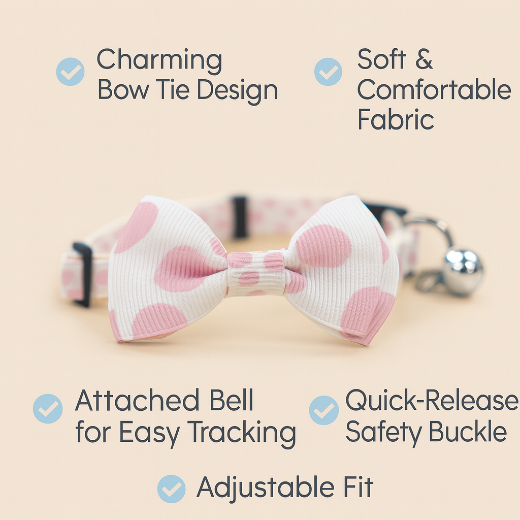 ZL Rosy Dot Bell & Bow Cat Collar