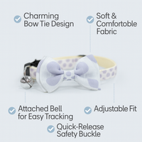 ZL Lilac Dot Bell & Bow Cat Collar