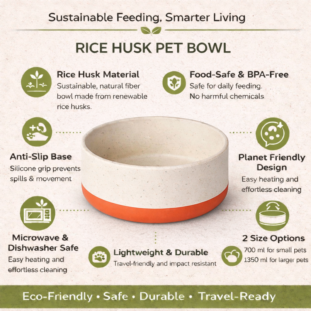 ZL Rice Husk Dog Bowl – Orange