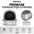 Catmos Stainless Steel Enclosed Cat Litter Box - Grey - 61x41x41cm (LxWxH)