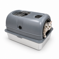 Catmos Stainless Steel Enclosed Cat Litter Box - Grey - 61x41x41cm (LxWxH)