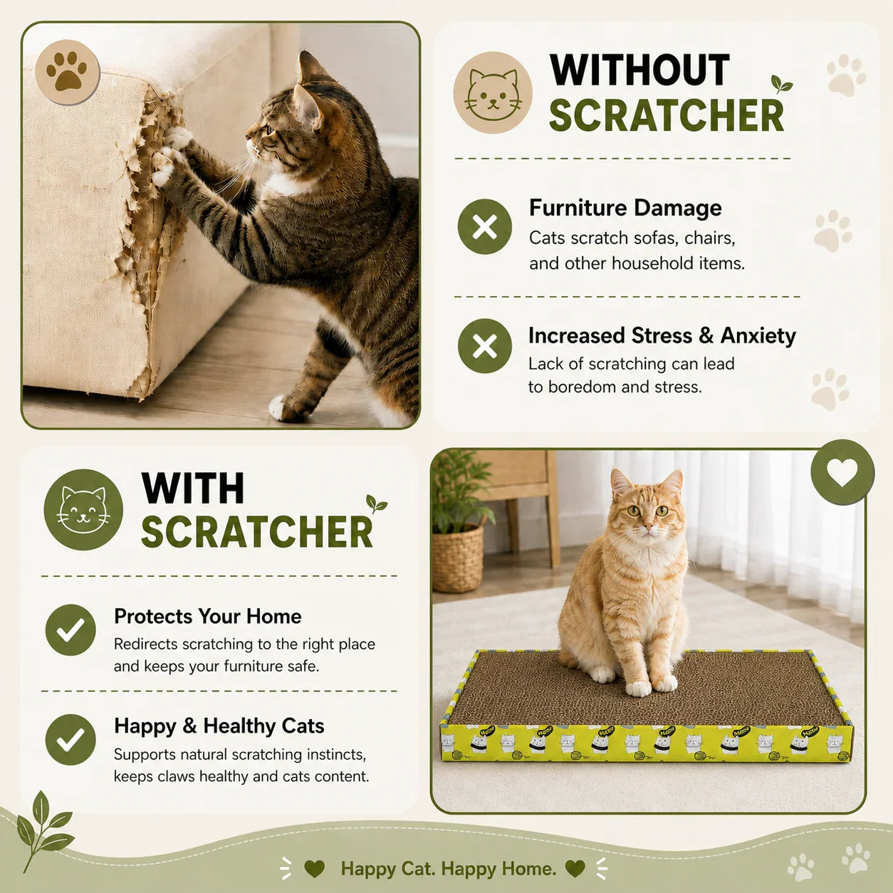 Catmos Double Wide Cat Reversible Scratcher with Tray
