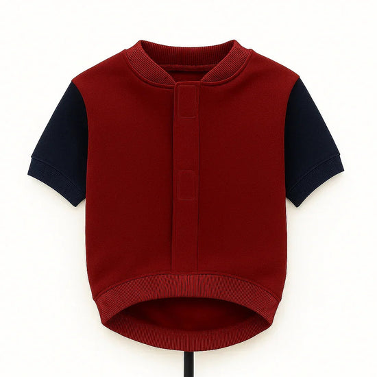 Zigly short-sleeve jacket in red with black sleeves and ribbed collar and hem