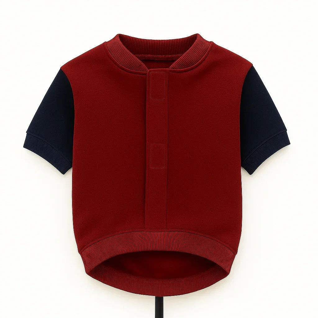 Zigly short-sleeve jacket in red with black sleeves and ribbed collar and hem
