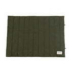 Zigly dark green rectangular quilted blanket with vertical stitching and a zigly lifestyle label