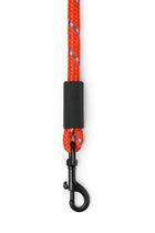 Zigly red braided dog leash with black metal clasp and padded handle