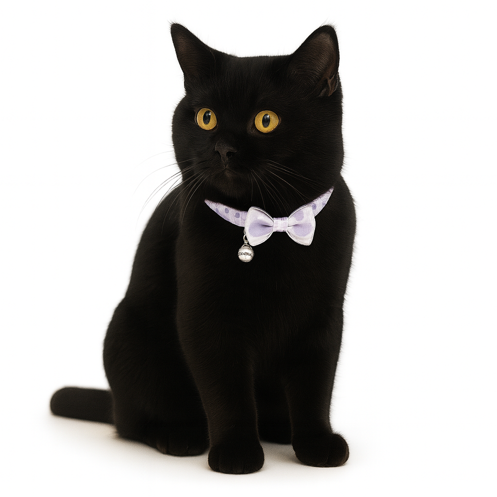 ZL Lilac Dot Bell & Bow Cat Collar