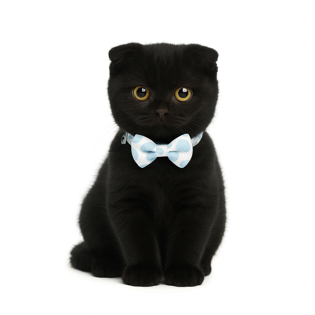 ZL Blueberry Dot Bell & Bow Cat Collar