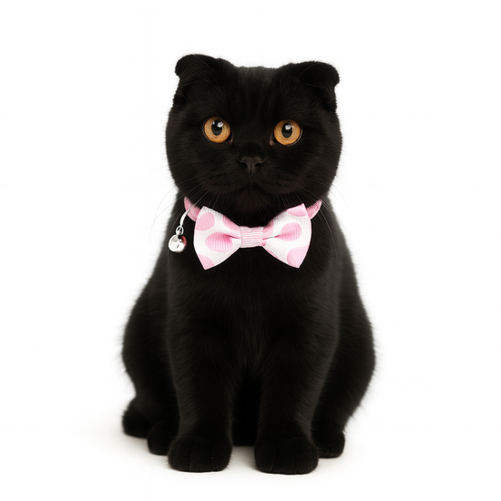 ZL Rosy Dot Bell & Bow Cat Collar