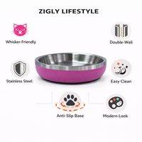 ZL Meow Dish Double Walled Cat Bowl - Pink Punch