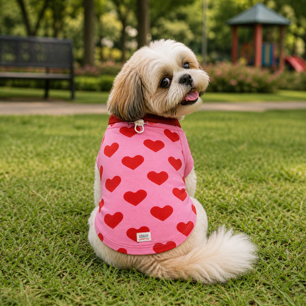 ZL Love Stitch Pink Heart Dog T-Shirt
