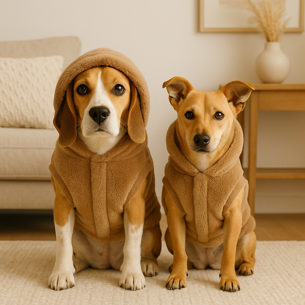 ZL Varsity Fur Hug Hooded Dog Jacket - Beige