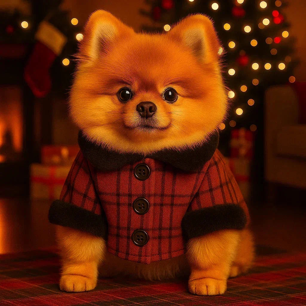 Zigly Varsity Plaid Pup Jacket Rust | Warm Dog Winter Jacket