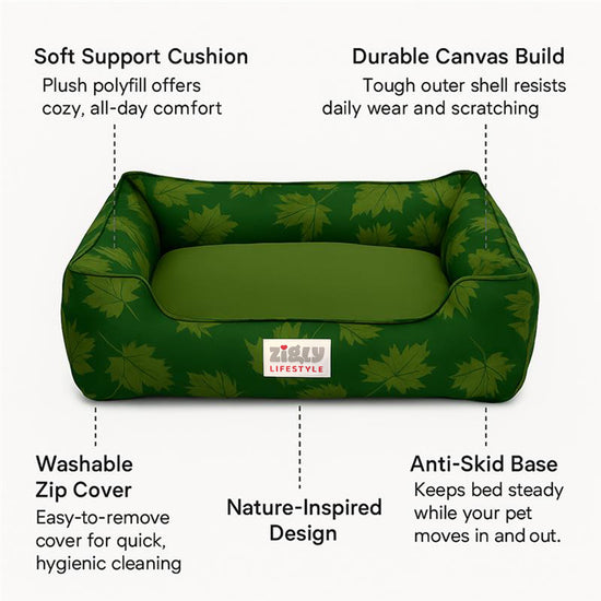ZL Forest Leafy Lounger Dog Bed - Green