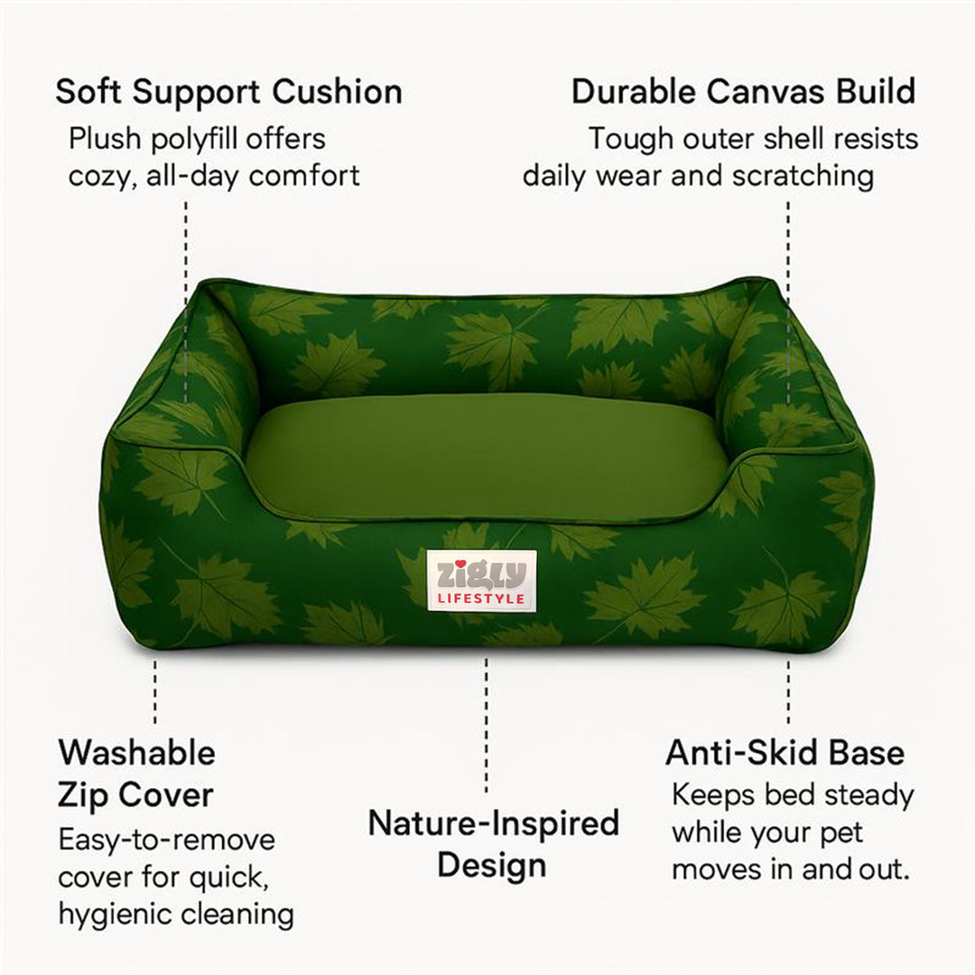 ZL Forest Leafy Lounger Dog Bed - Green