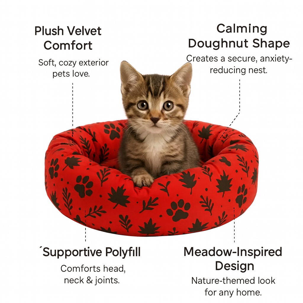 ZL Forest Leafy Doughnut Cat/Puppy Bed - Orange