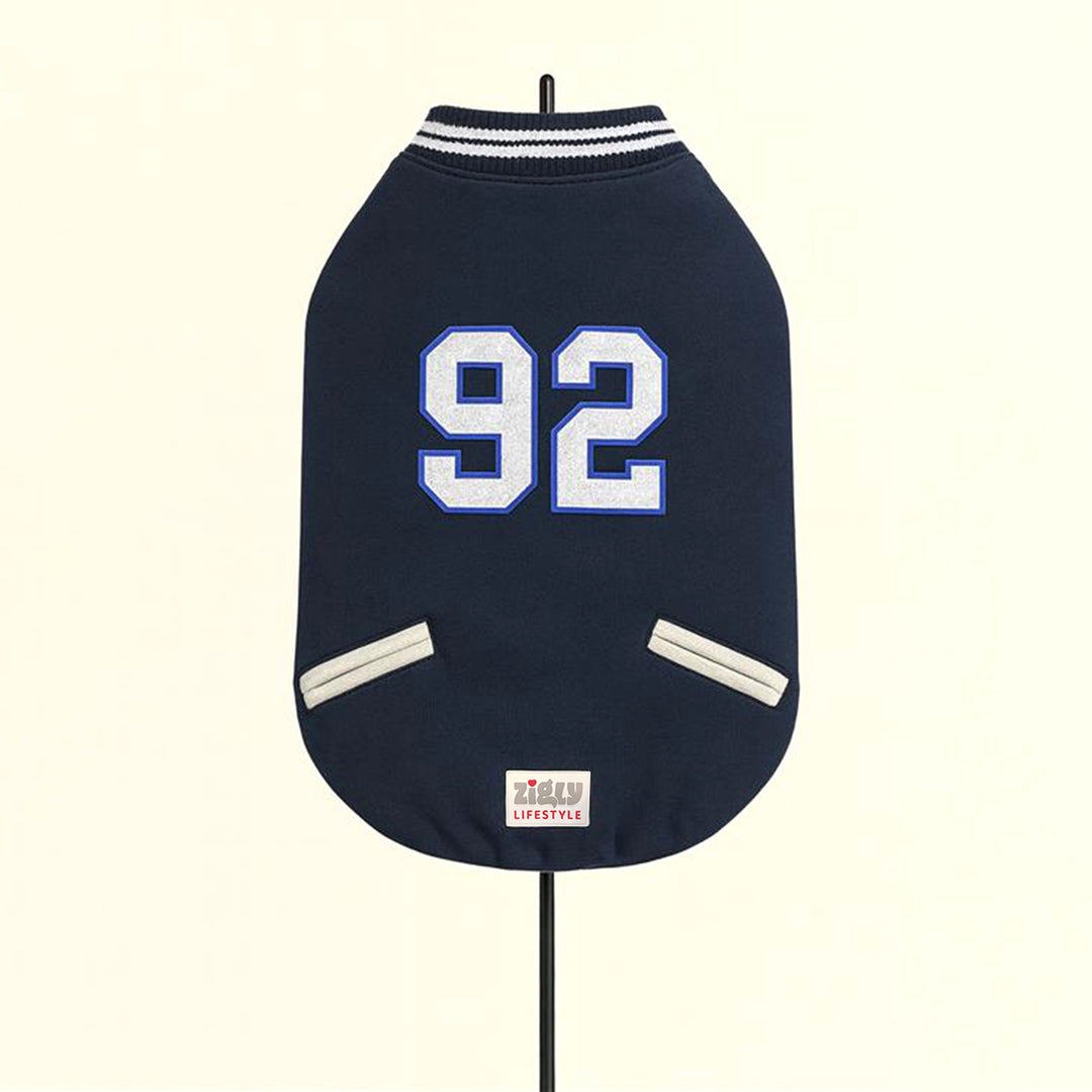 ZL Varsity Campus Pup Navy Jacket for Dogs