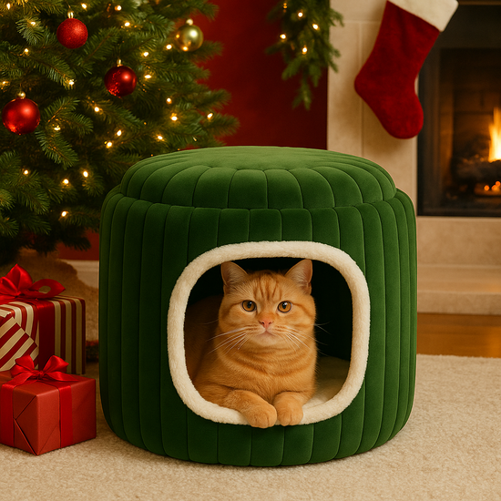 ZL Forest Cozy Cactus Cat Hut-Green