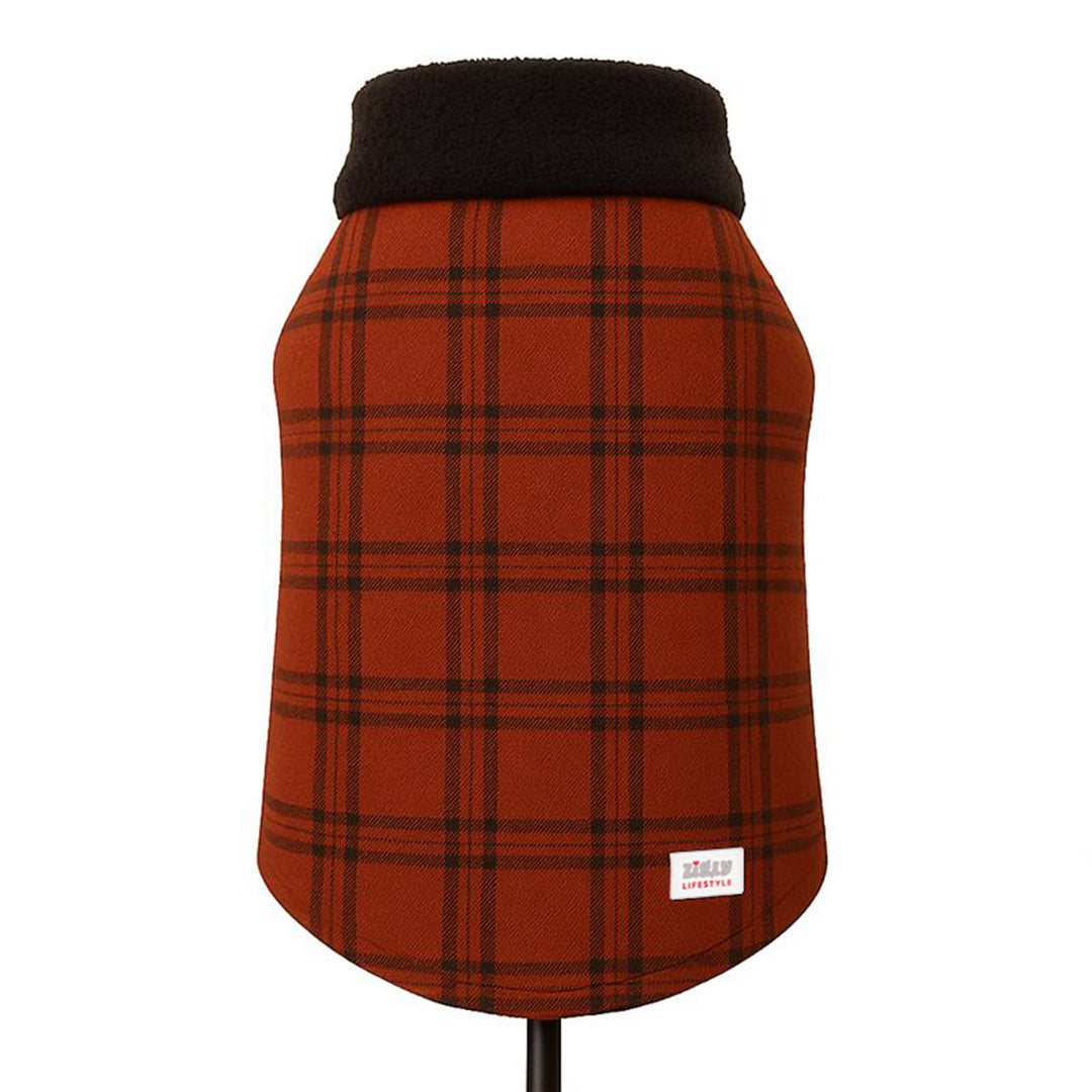 ZL Varsity Plaid Dog Jacket Rust